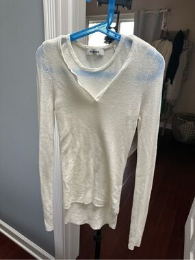 Sandro Yago 100% Wool Sweater in off white size XS double layer long sleep top